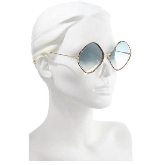 Chloé Poppy 57mm Diamond Shape Sunglasses-Blue Havana - Picture 12 of 13